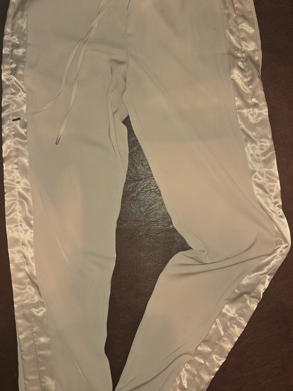 H&M Satin-Trim Drawstring Lounge Trousers - Beige